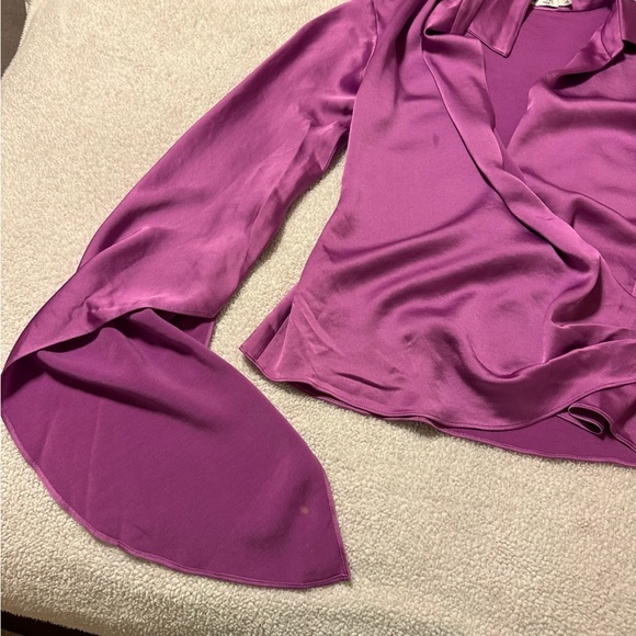 Simkhai Paradisa Wrap Top Purple Draped Surplice Blouse - Picture 14 of 16